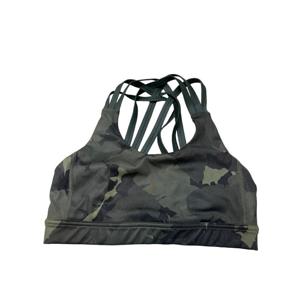Lululemon Womens All Sport Bra Sz 6 Palm Party Gator Green Camo Adjustable
